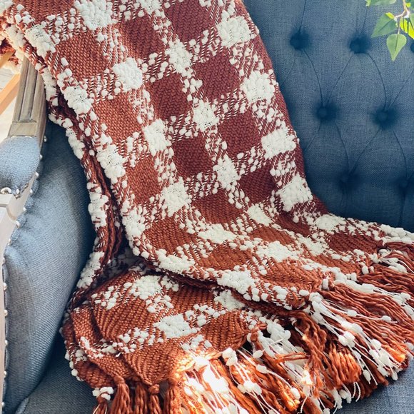 Infinity Raine Other - Autumn Picnic Throw Blanket-Rust/Ivory